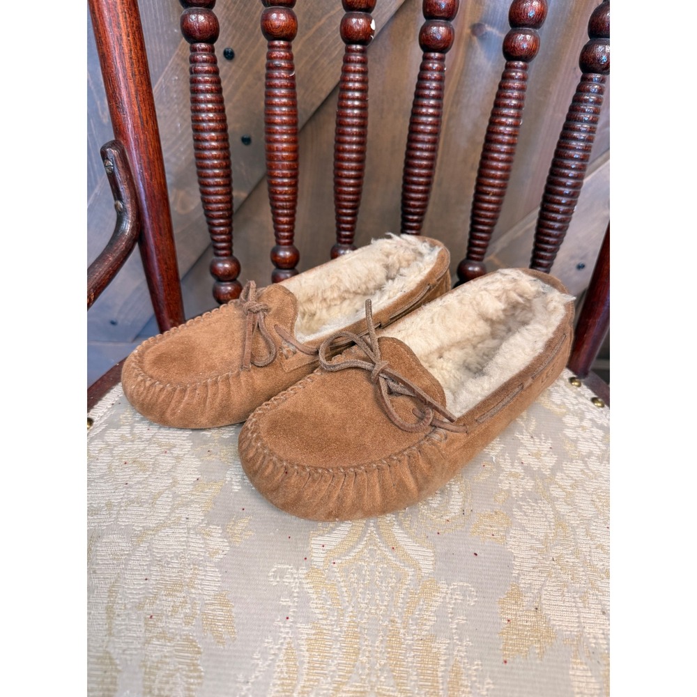 UGG Dakota Slipper Womens Size 6 Chestnut Good Suede Sheepskin Moccasin 5612